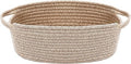 Woven Basket,Small Rope Storage Bin with Handles & Ribbon Bag, Organizer for Shelves Closets,Gift Basket Empty for Birthday,Books,Dog Toys,White