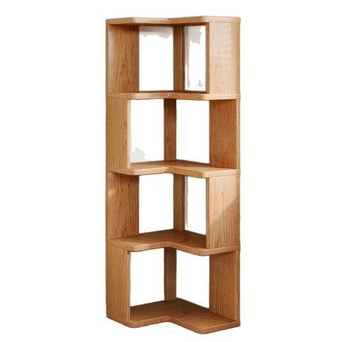 Solid Wood Corner Bookshelf - Multi-Tier Floor-Standing Wall Corner Storage Unit, Space-Saving Solution for Small Homes